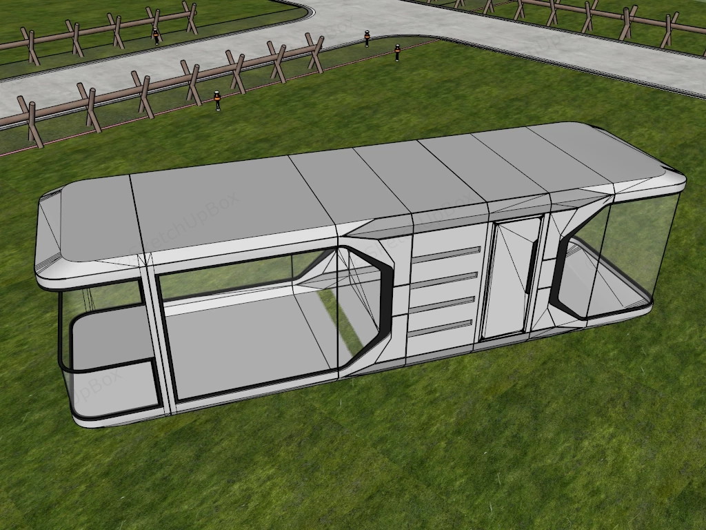 Futuristic Prefabricated Modular Capsule Cabin Sketchup 3D Model Preview - SketchupBox