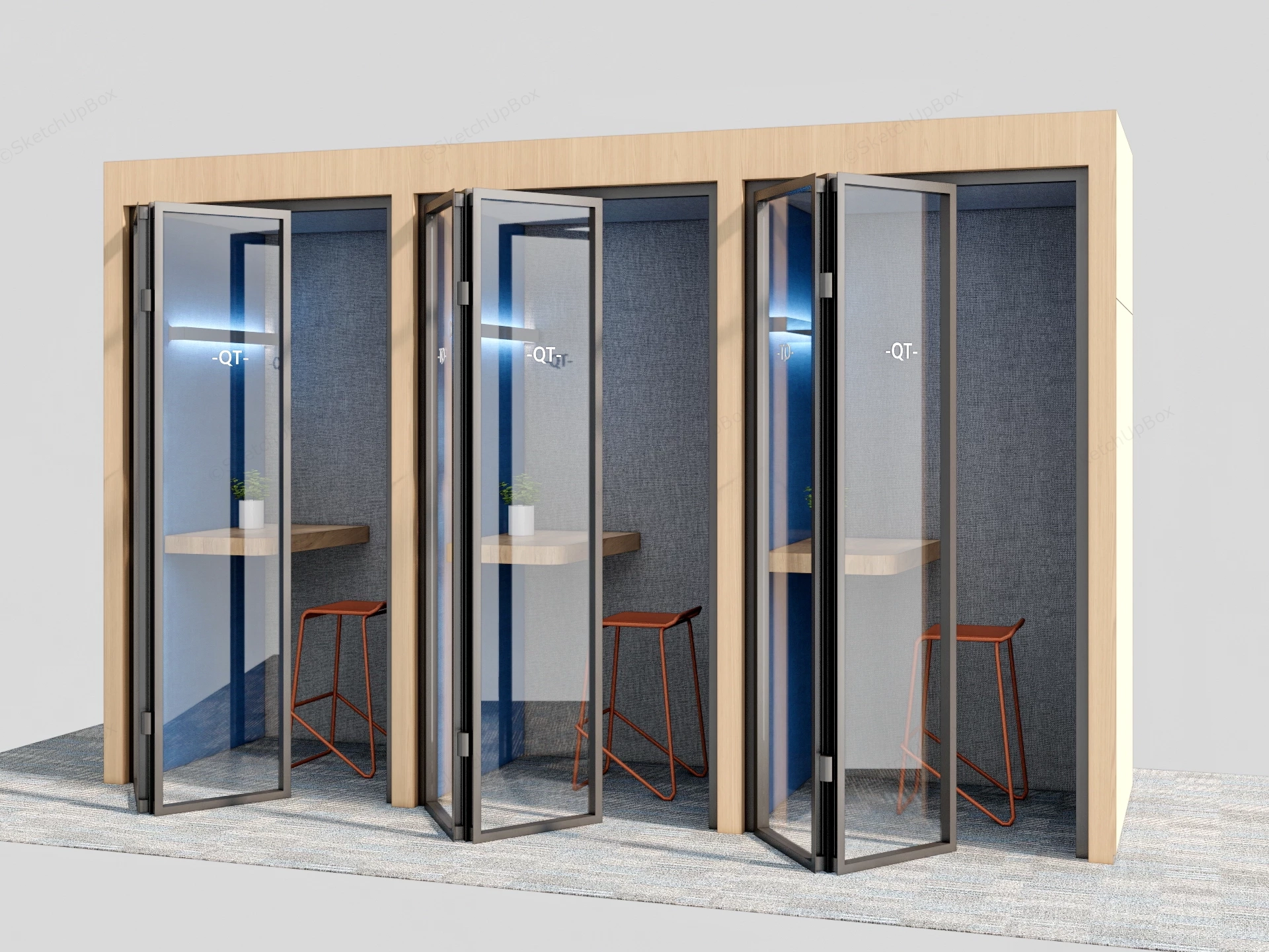Acoustic Office Phone Booths Sketchup 3D Model Preview - SketchupBox