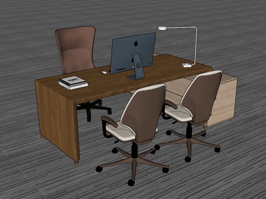 Executive Office Workstation Sketchup 3D Model Preview - SketchupBox
