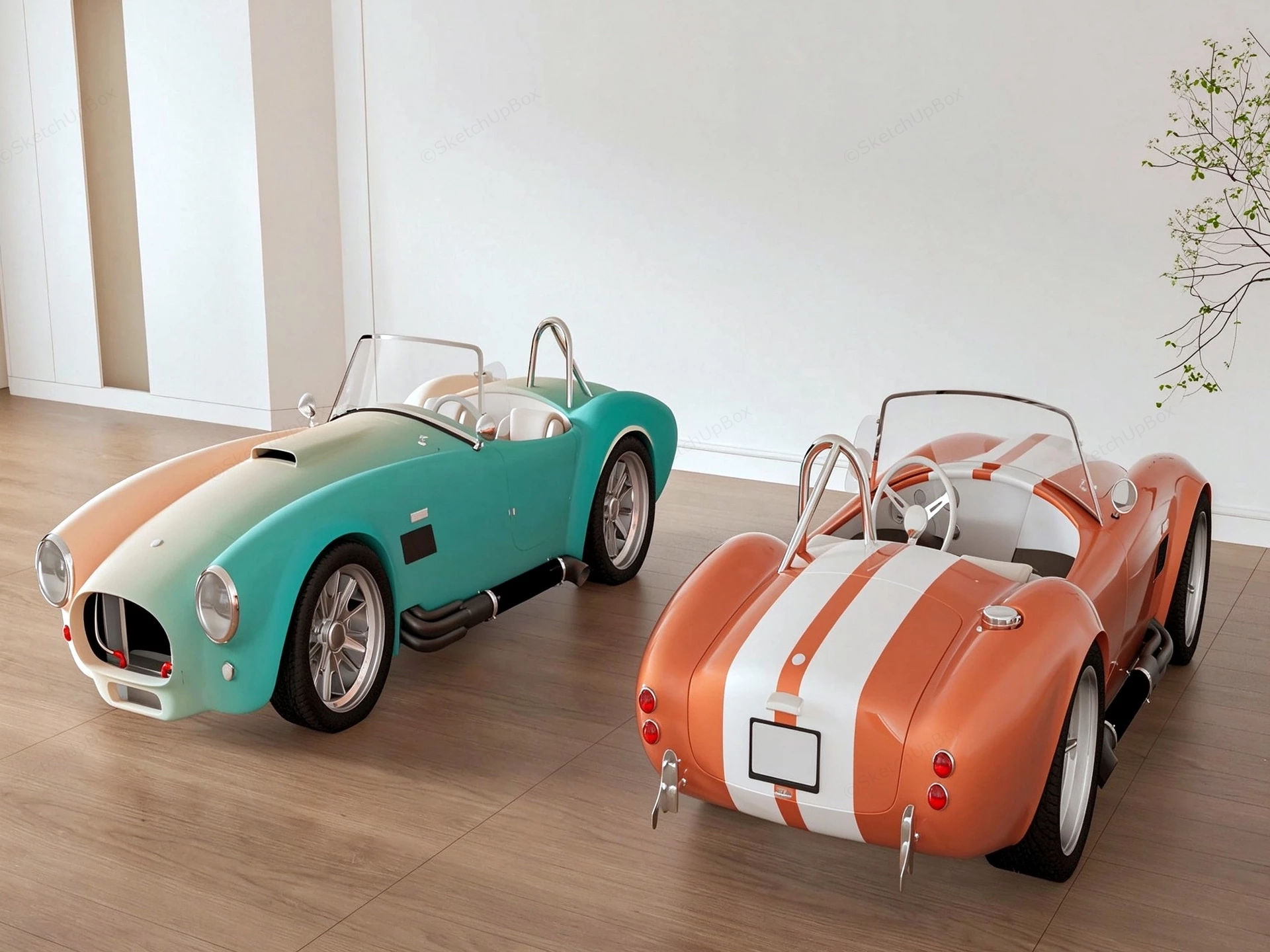 Vintage Roadster Toy Cars Sketchup 3D Model Preview - SketchupBox