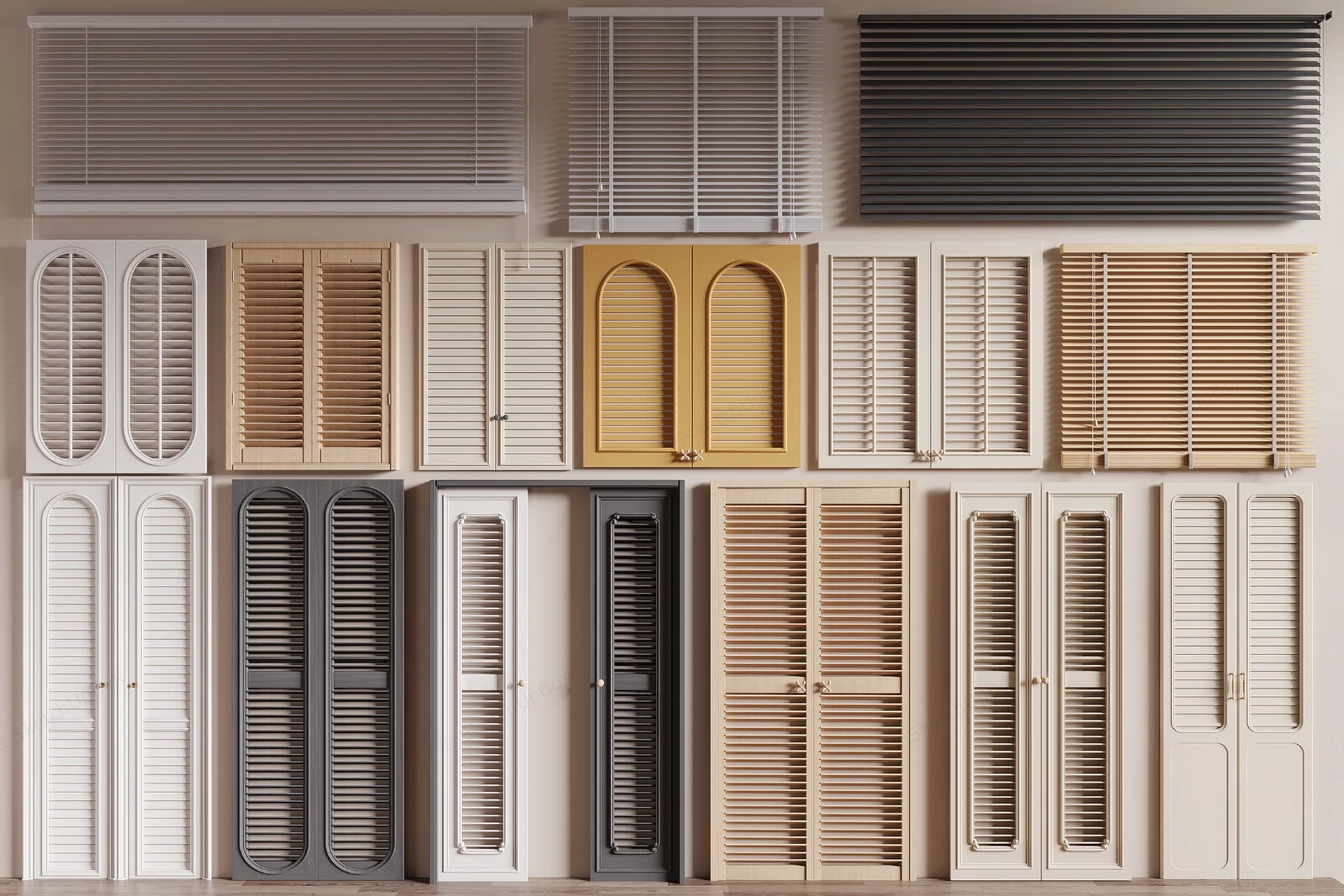 Architectural Louvered Doors And Venetian Blinds Collection Sketchup 3D Model Preview - SketchupBox