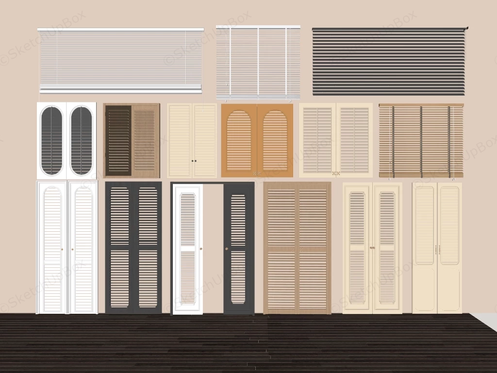Architectural Louvered Doors And Venetian Blinds Collection Sketchup 3D Model Preview - SketchupBox