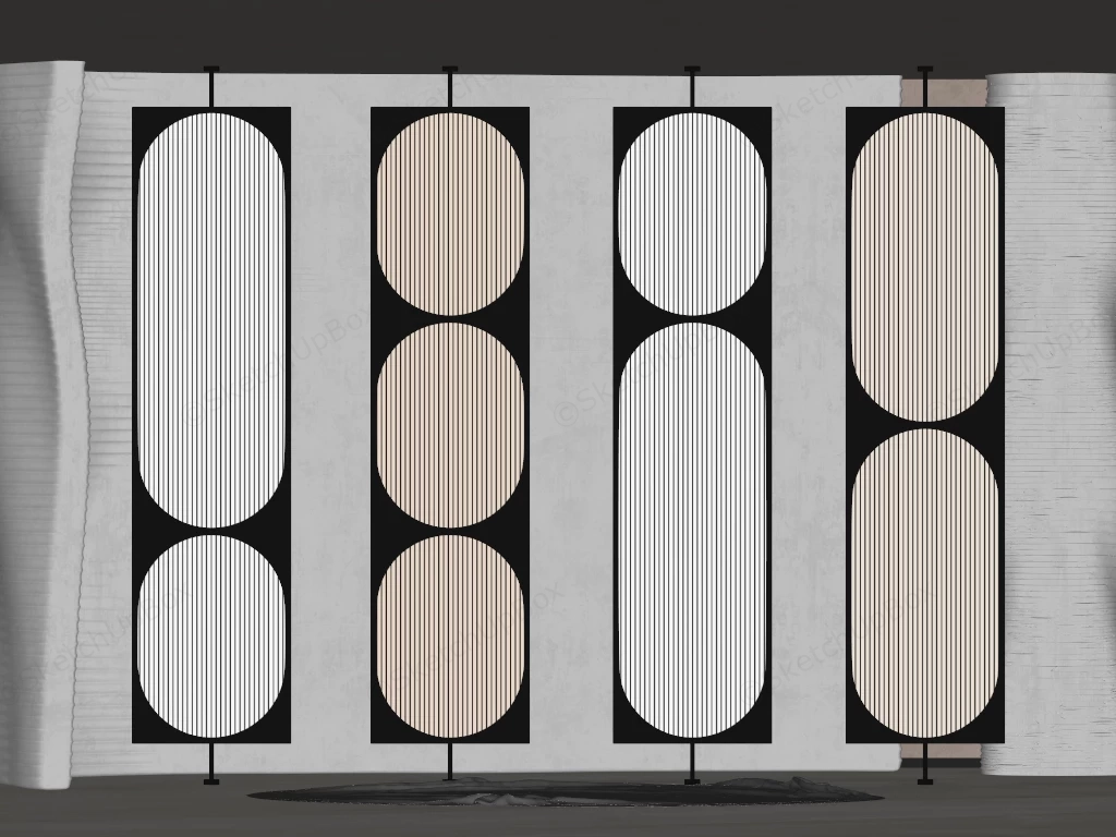 Modern Rotating Geometric Room Divider Screens Sketchup 3D Model Preview - SketchupBox