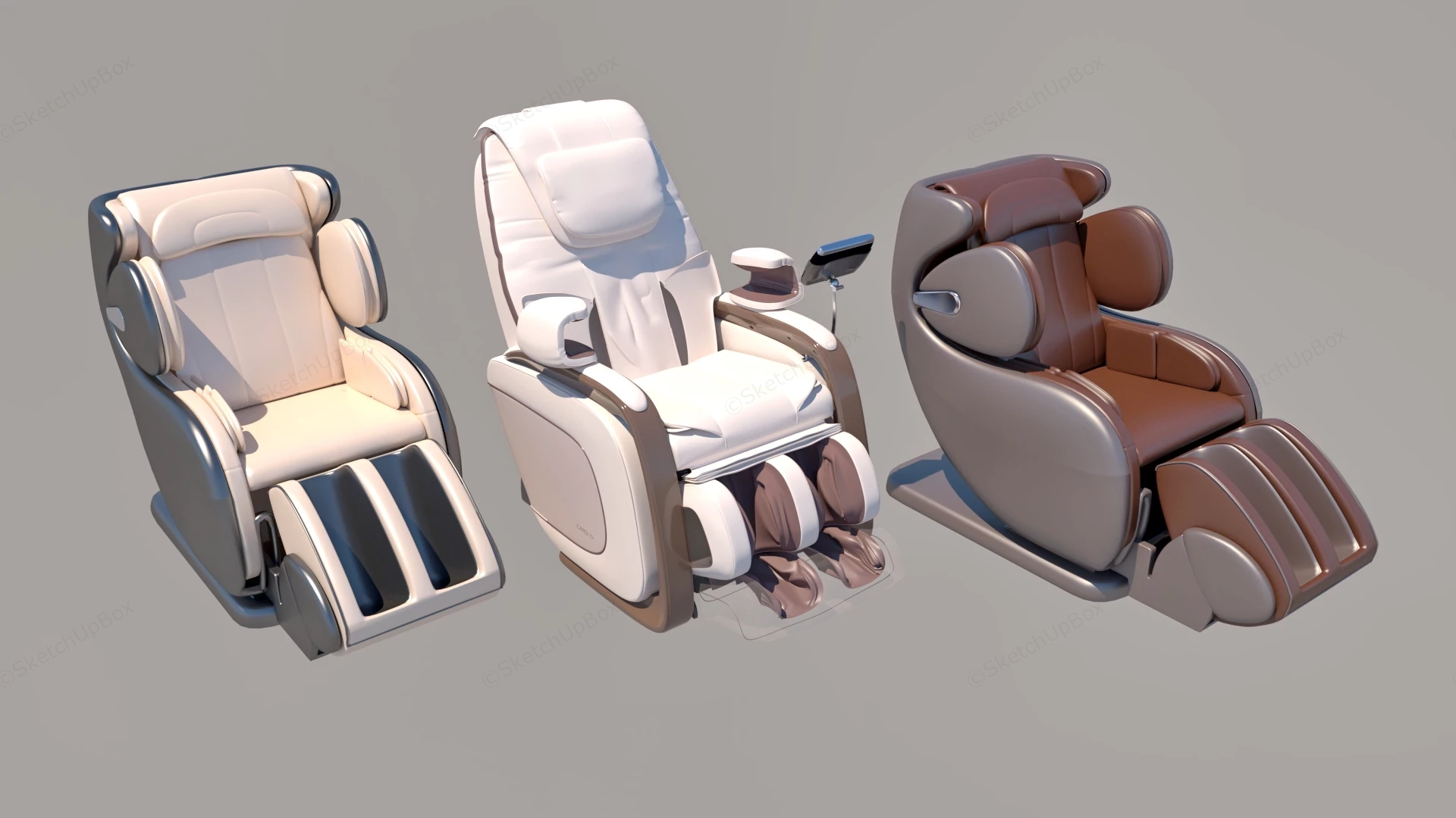 Modern Ergonomic Massage Chairs Set Sketchup 3D Model Preview - SketchupBox