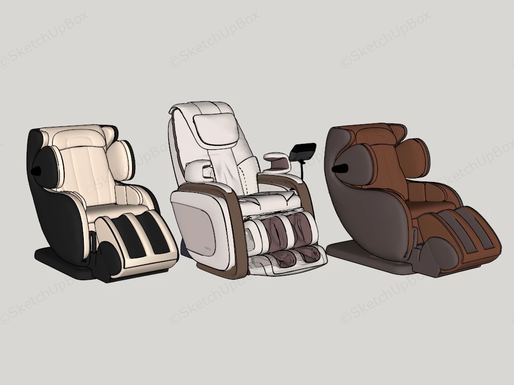 Modern Ergonomic Massage Chairs Set Sketchup 3D Model Preview - SketchupBox