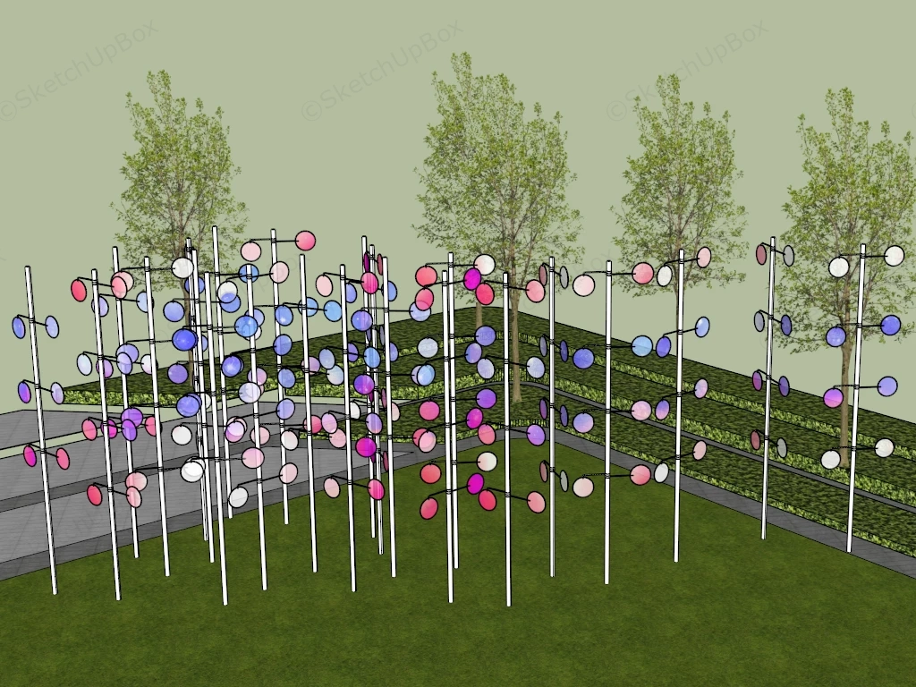 Kinetic Circular Panel Art Installation Sketchup 3D Model Preview - SketchupBox