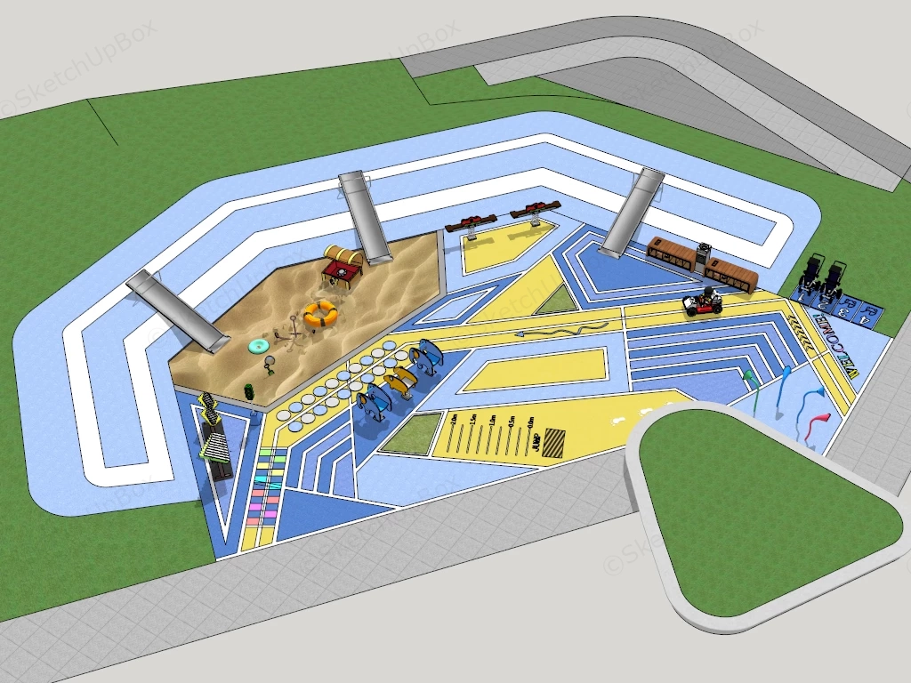 Geometric Outdoor Playground And Sandpit Sketchup 3D Model Preview - SketchupBox