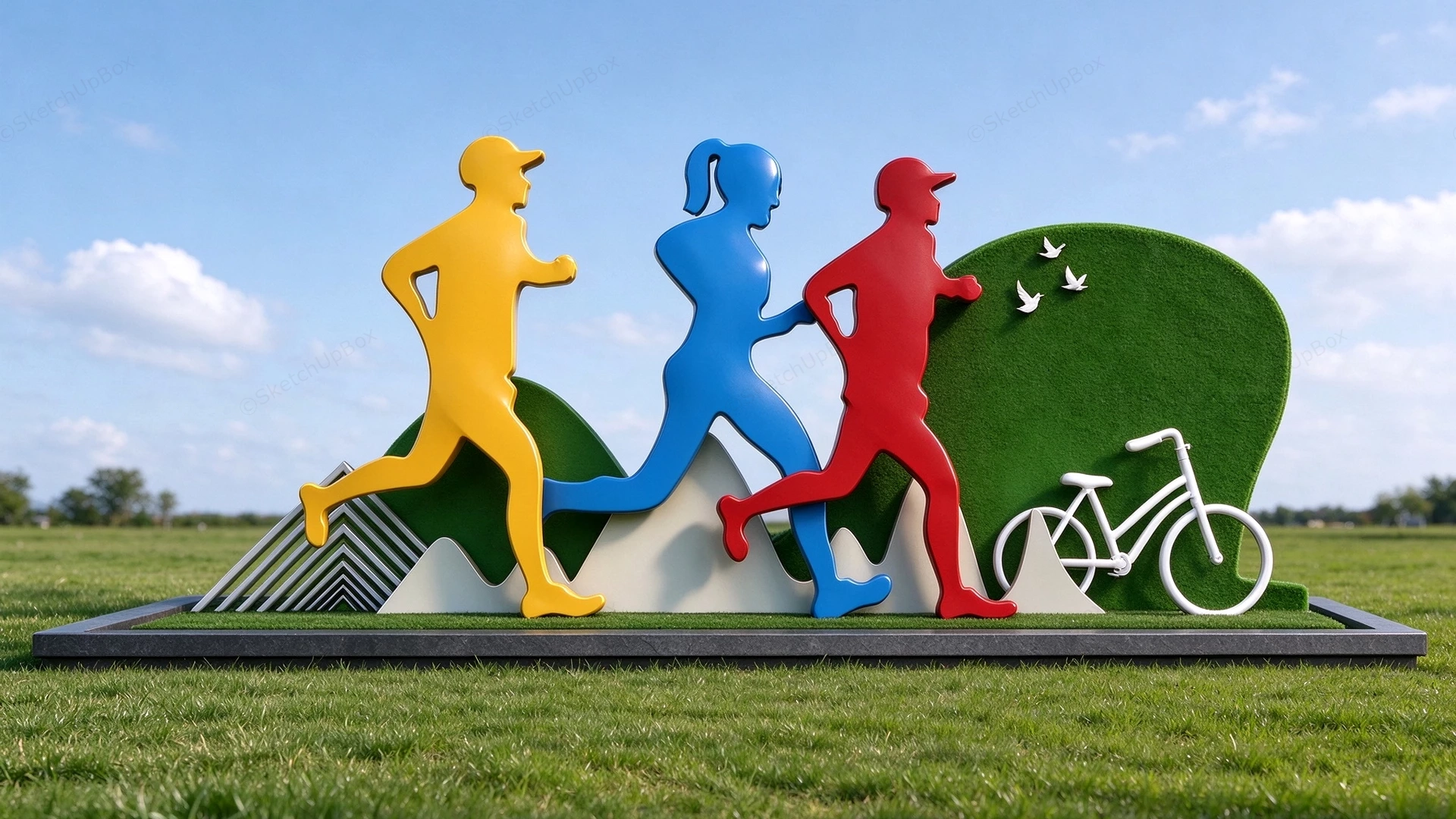Active Lifestyle Park Sculpture Sketchup 3D Model Preview - SketchupBox