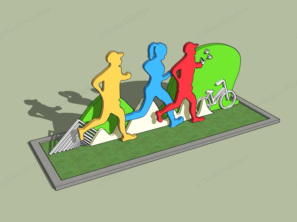 Active Lifestyle Park Sculpture Sketchup 3D Model Preview - SketchupBox