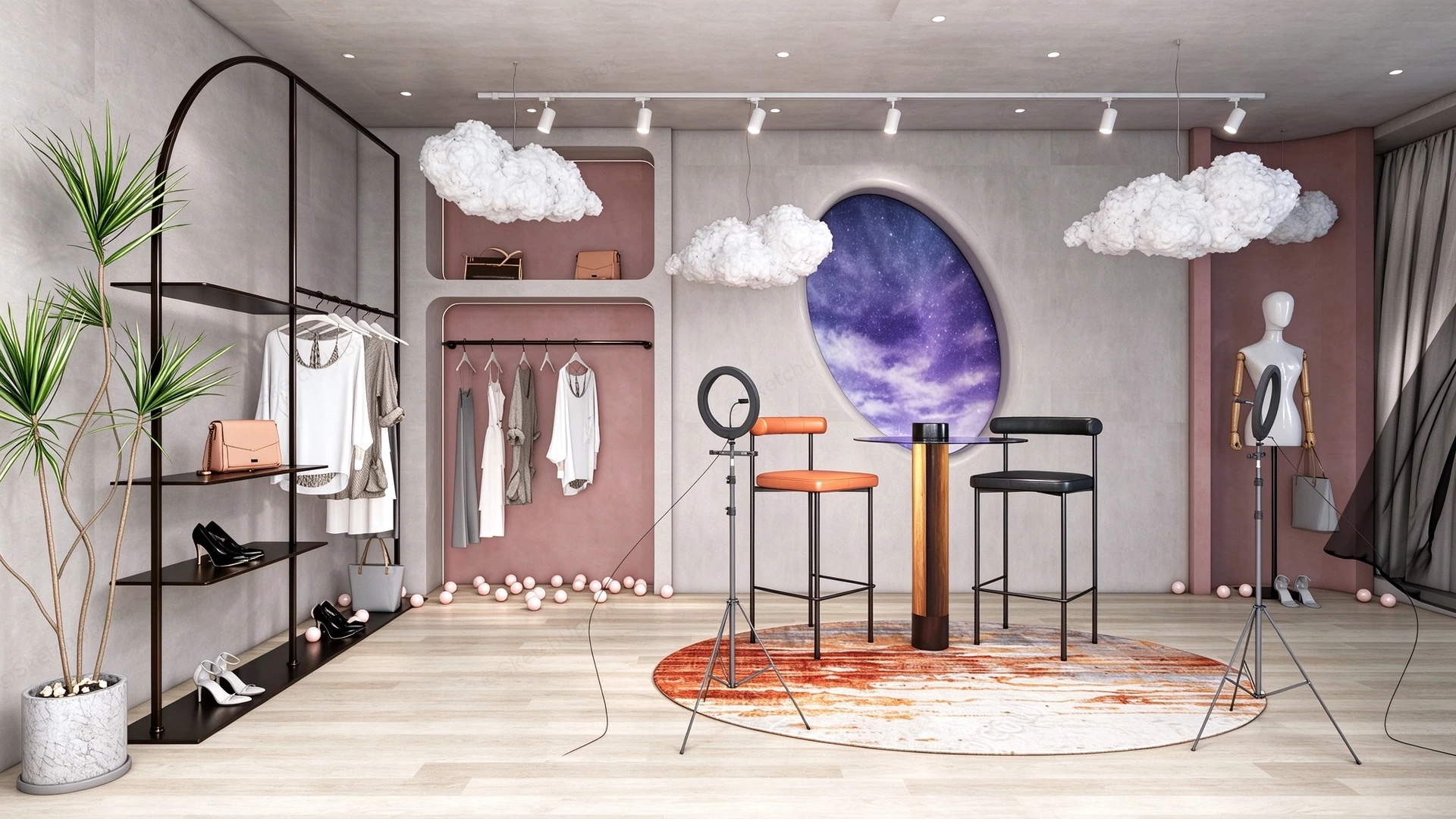 Clothing Boutique Retail Live Streaming Studio Sketchup 3D Model Preview - SketchupBox