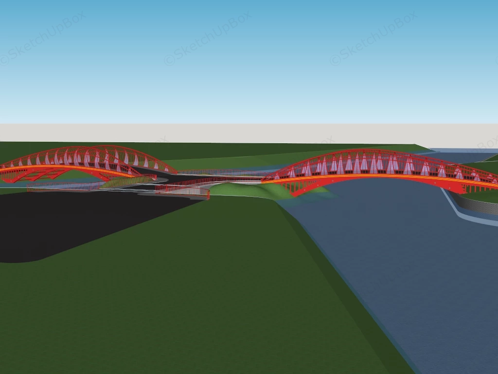 Parametric Steel Arch Bridge Sketchup 3D Model Preview - SketchupBox