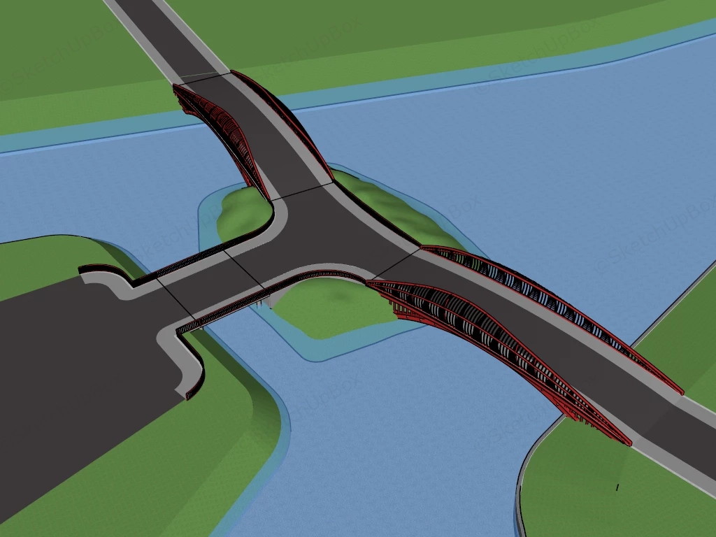 Parametric Steel Arch Bridge Sketchup 3D Model Preview - SketchupBox
