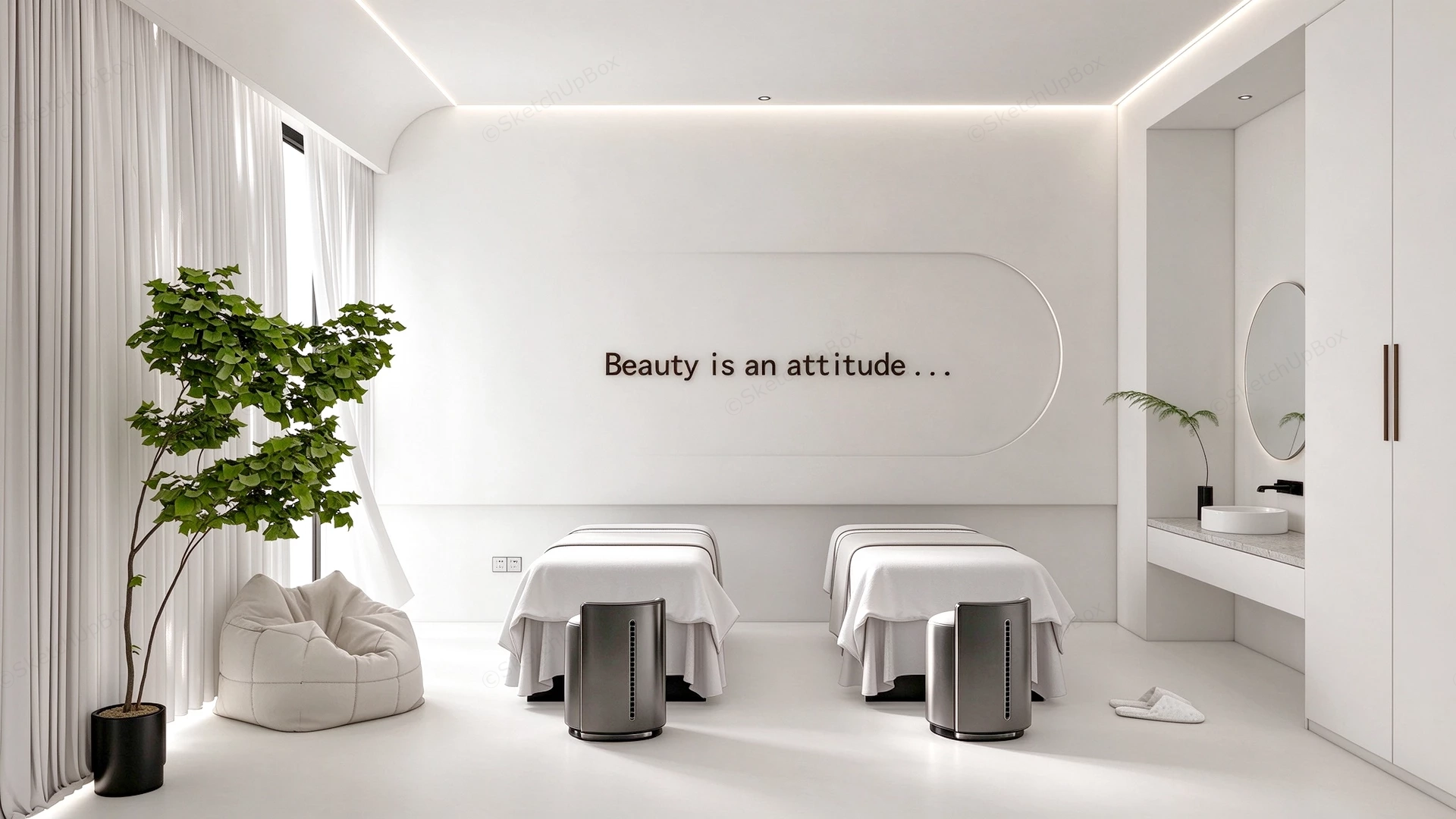 Modern Minimalist Spa Treatment Room Sketchup 3D Model Preview - SketchupBox