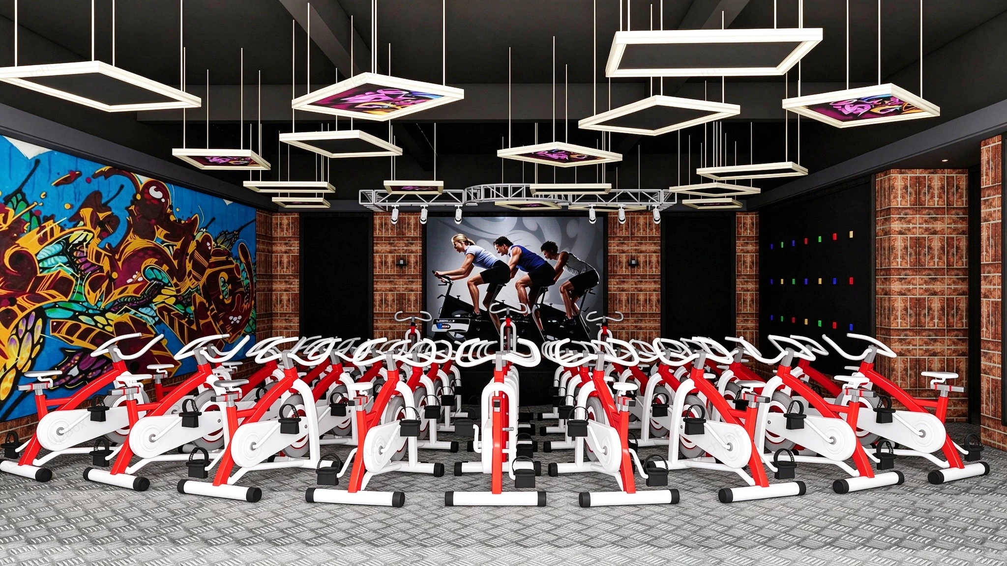 Indoor Cycling Spin Studio Sketchup 3D Model Preview - SketchupBox