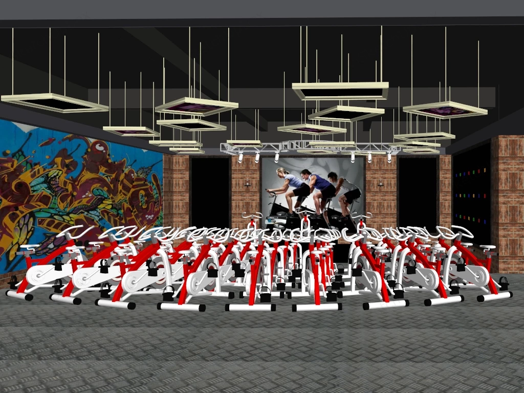 Indoor Cycling Spin Studio Sketchup 3D Model Preview - SketchupBox