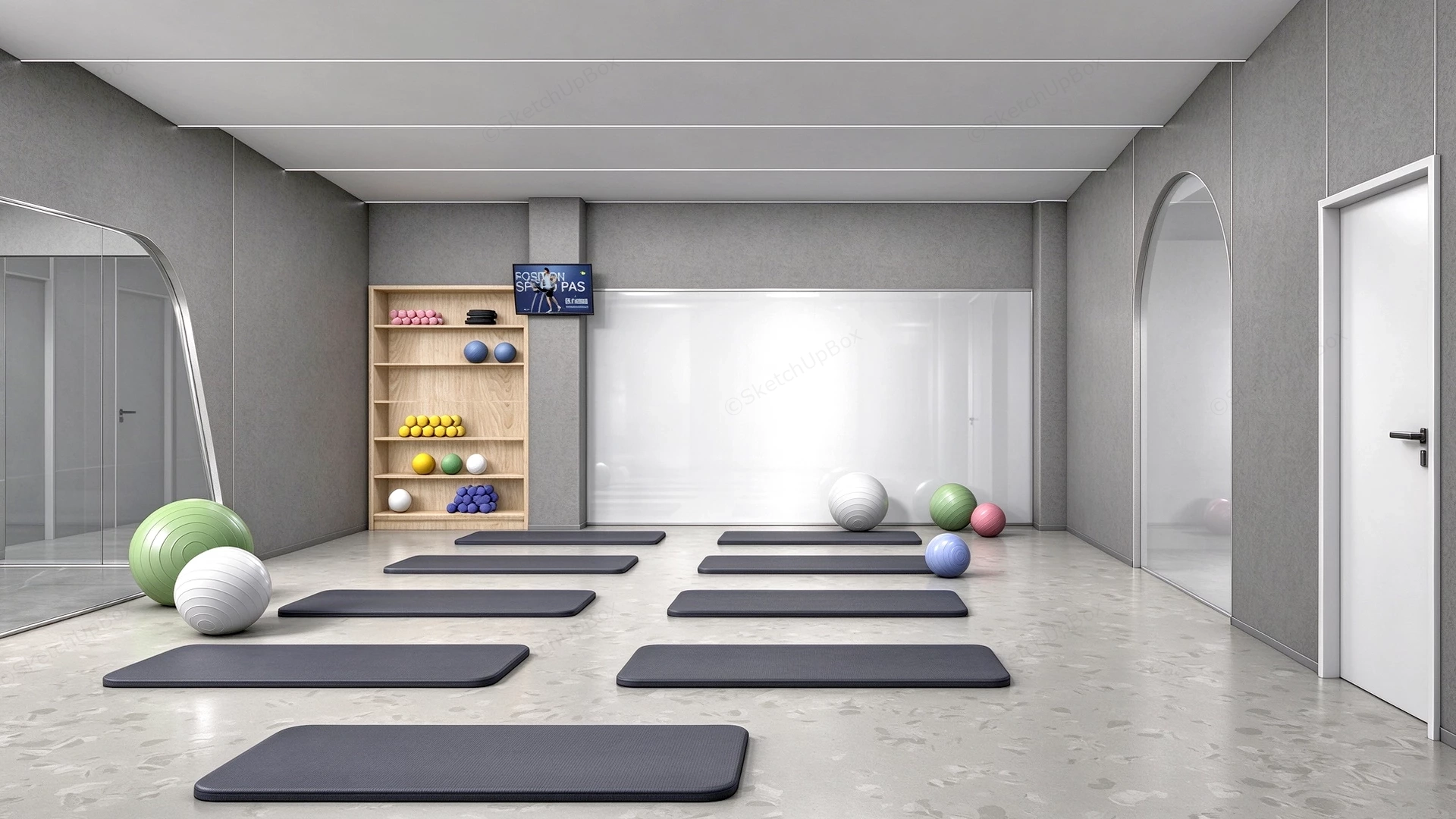 Modern Minimalist Yoga And Pilates Studio Sketchup 3D Model Preview - SketchupBox