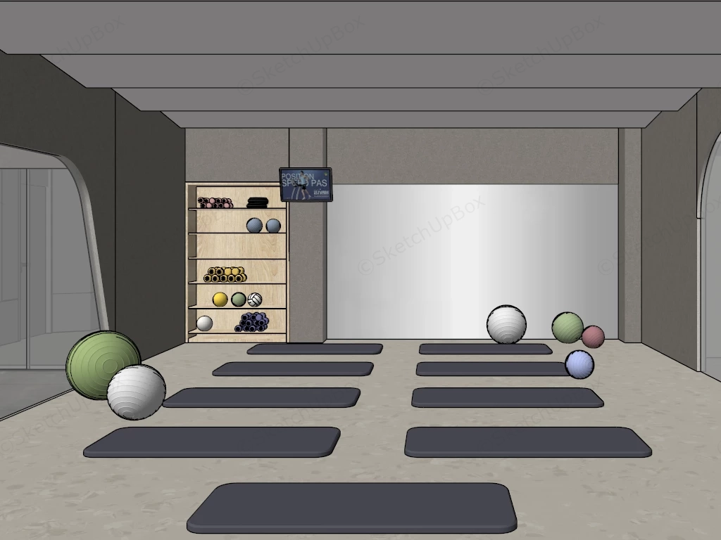 Modern Minimalist Yoga And Pilates Studio Sketchup 3D Model Preview - SketchupBox