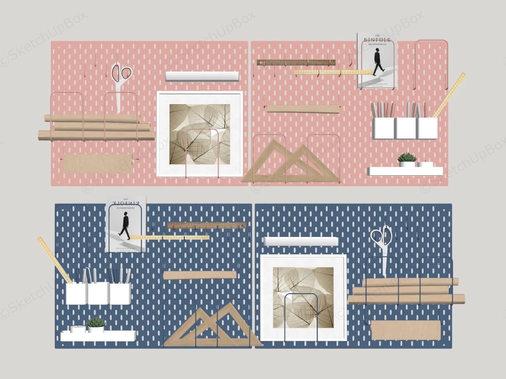 Modern Modular Workspace Pegboard Organizer Sketchup 3D Model Preview - SketchupBox