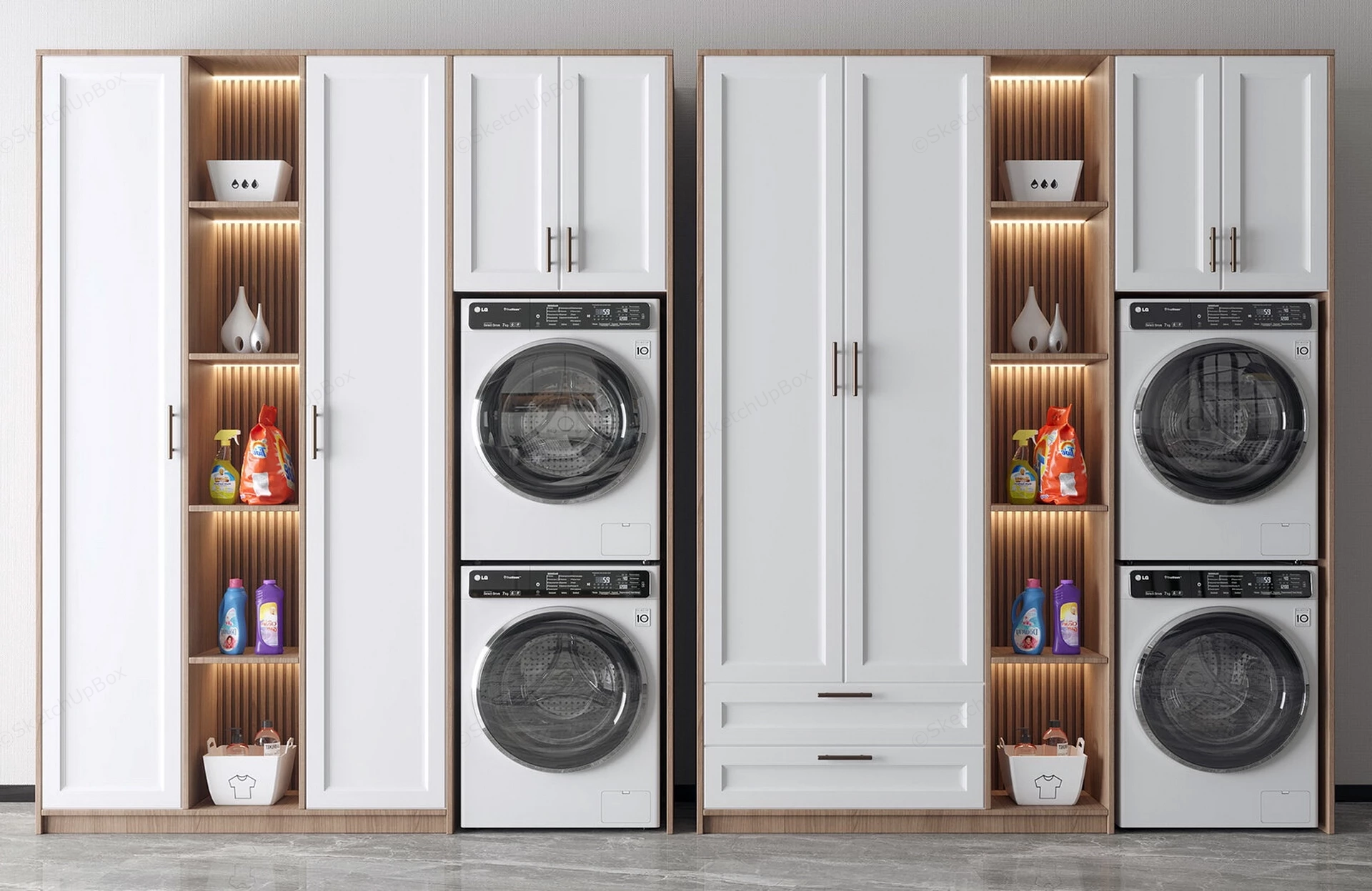 Modern Built In Laundry Room Cabinetry Sketchup 3D Model Preview - SketchupBox