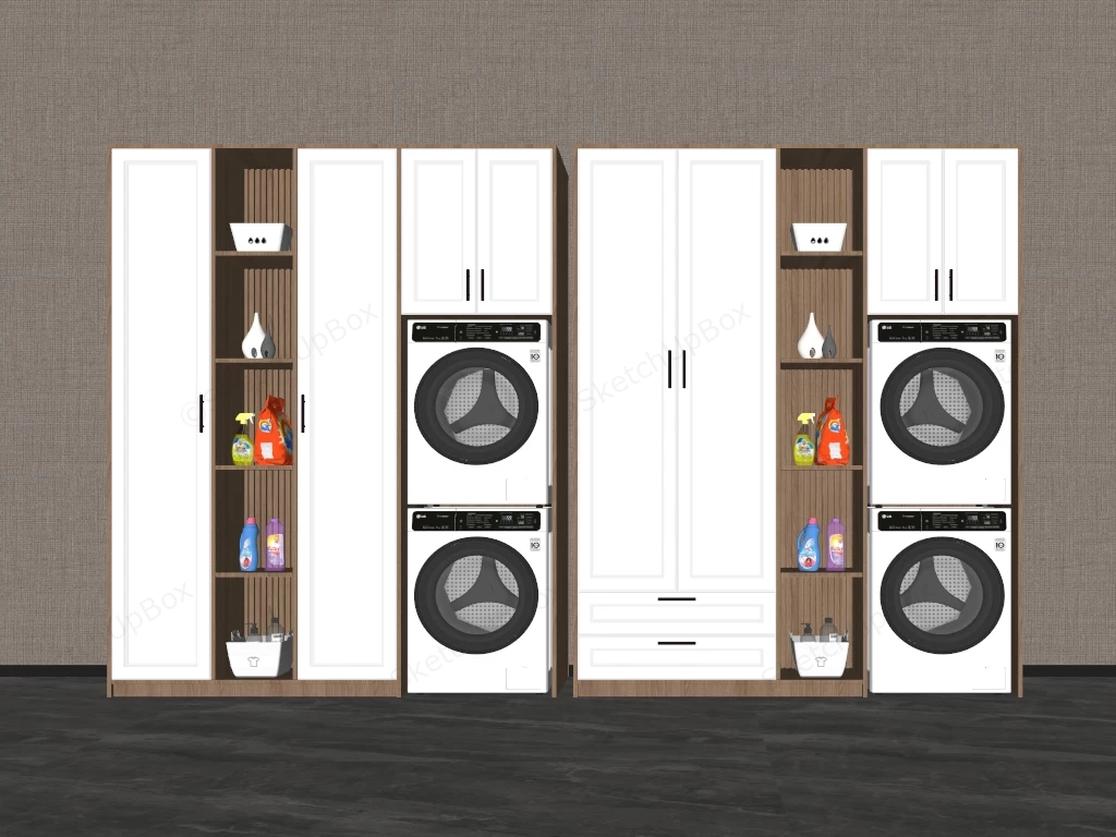 Modern Built In Laundry Room Cabinetry Sketchup 3D Model Preview - SketchupBox