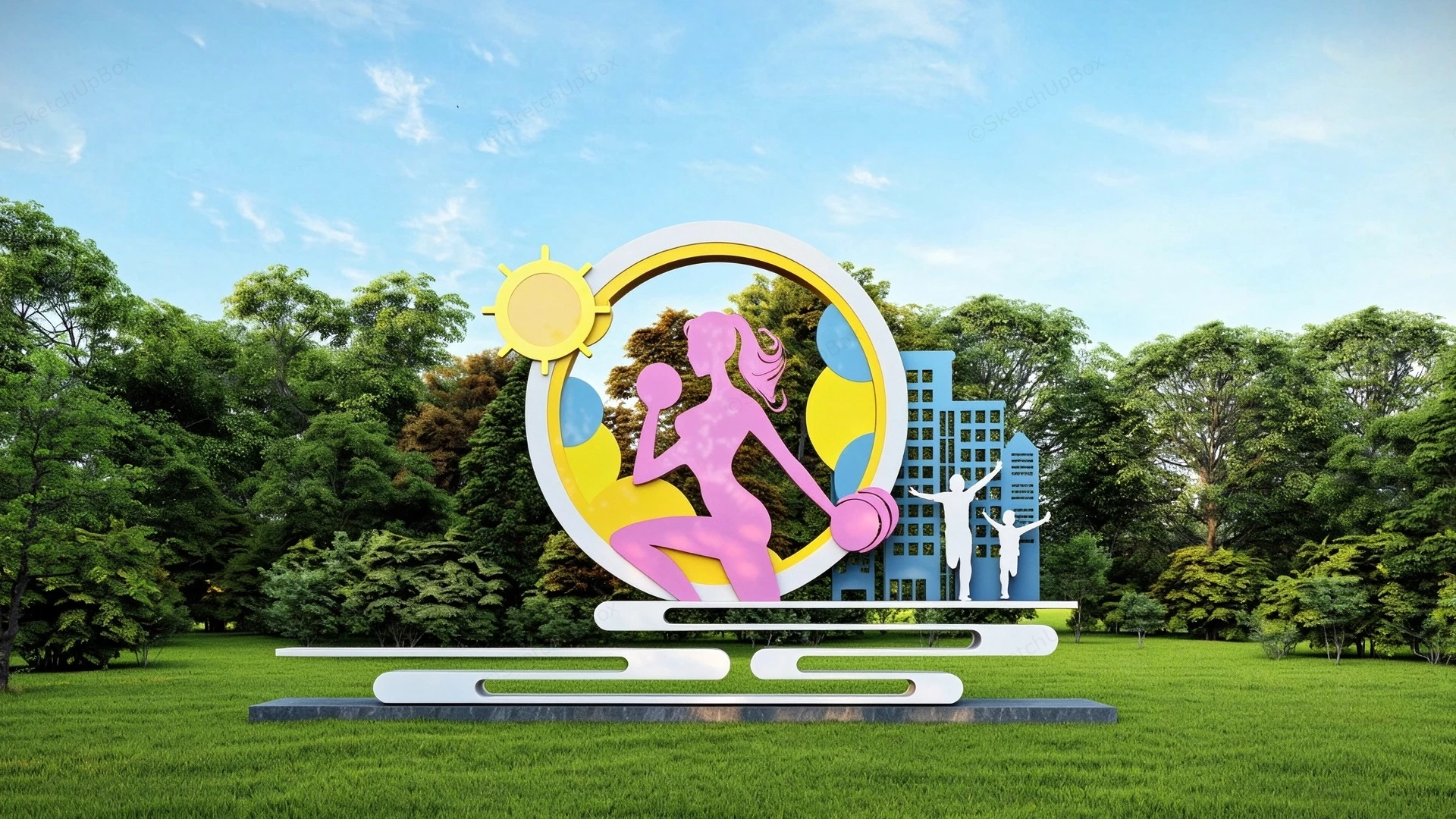 Urban Fitness Public Art Sculpture Sketchup 3D Model Preview - SketchupBox