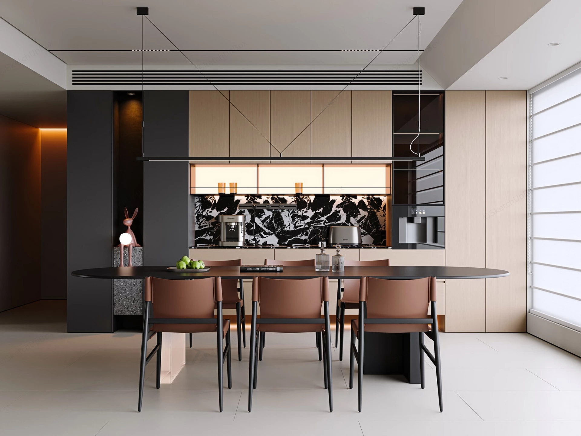 Modern Luxury Dining Room Interior Sketchup 3D Model Preview - SketchupBox