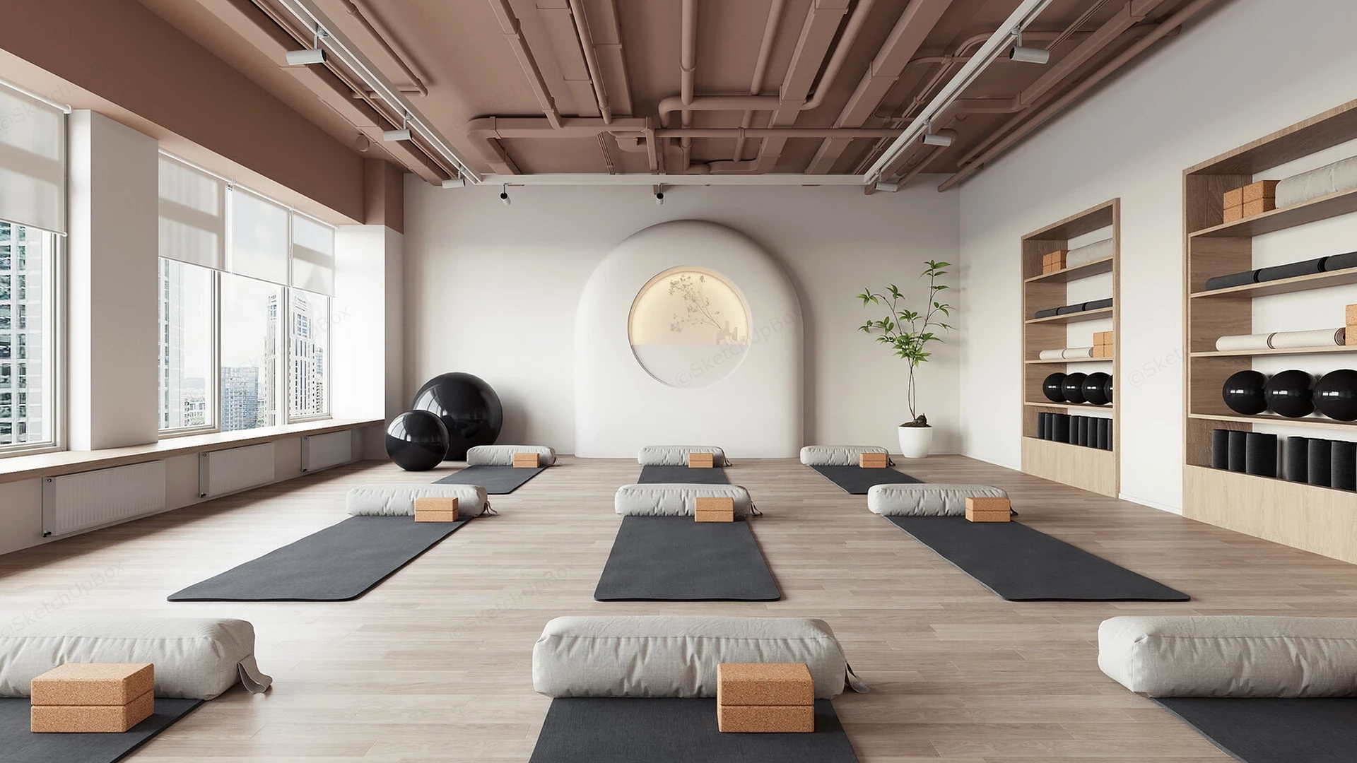 Modern Urban Yoga And Pilates Studio Sketchup 3D Model Preview - SketchupBox