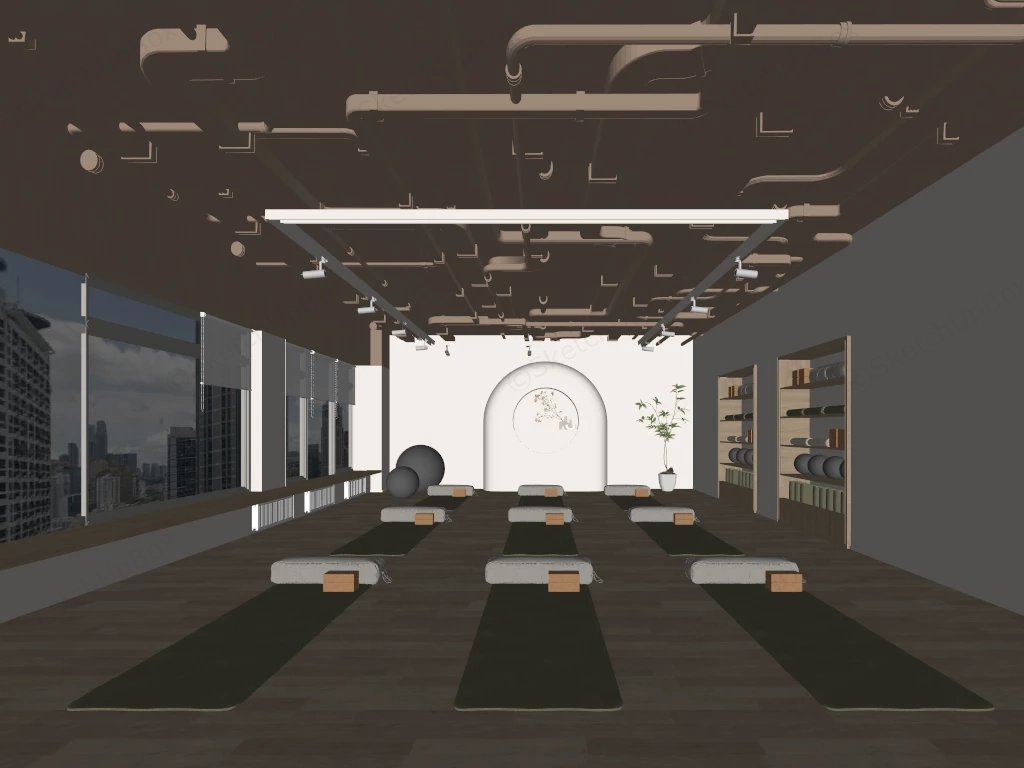 Modern Urban Yoga And Pilates Studio Sketchup 3D Model Preview - SketchupBox