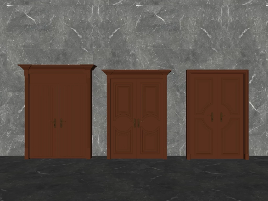 Classic Mahogany Double Door Collection Sketchup 3D Model Preview - SketchupBox