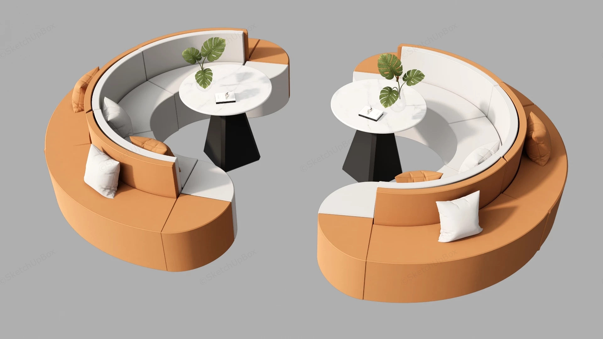 Modern Curved Lounge Booth Seating Sketchup 3D Model Preview - SketchupBox