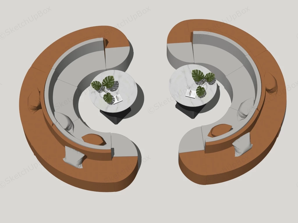 Modern Curved Lounge Booth Seating Sketchup 3D Model Preview - SketchupBox