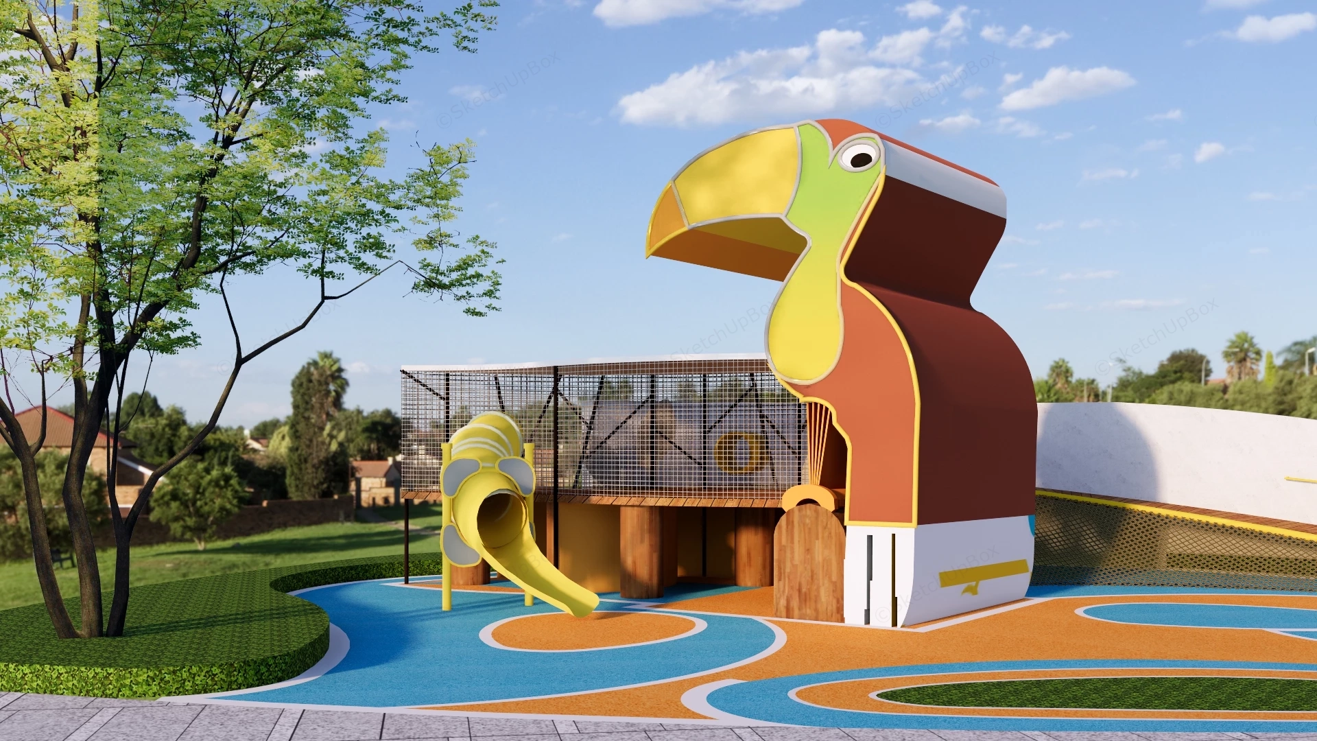 Toucan Themed Children's Playground Sketchup 3D Model Preview - SketchupBox