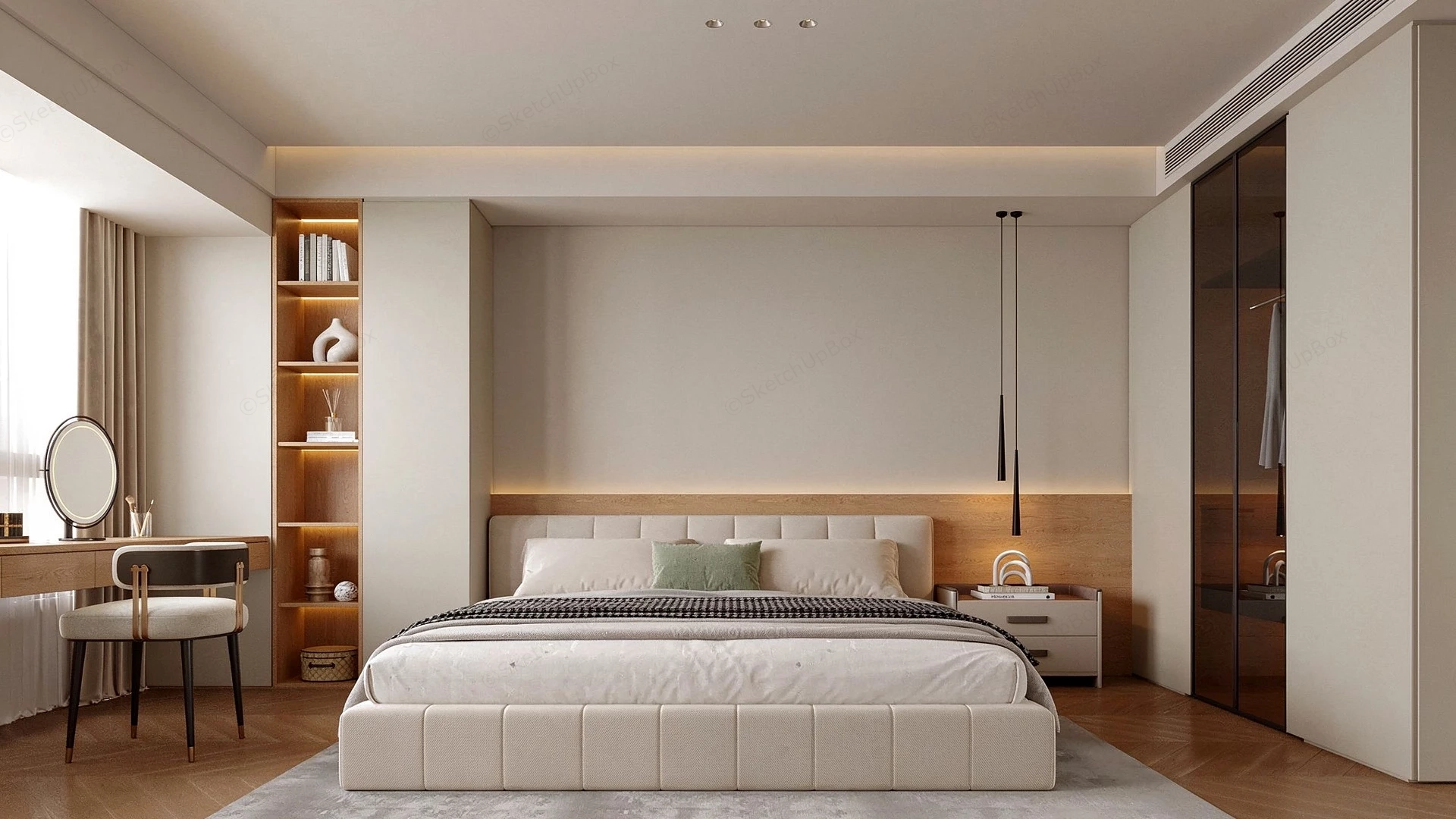 Modern Minimalist Master Bedroom Suite Sketchup 3D Model Preview - SketchupBox