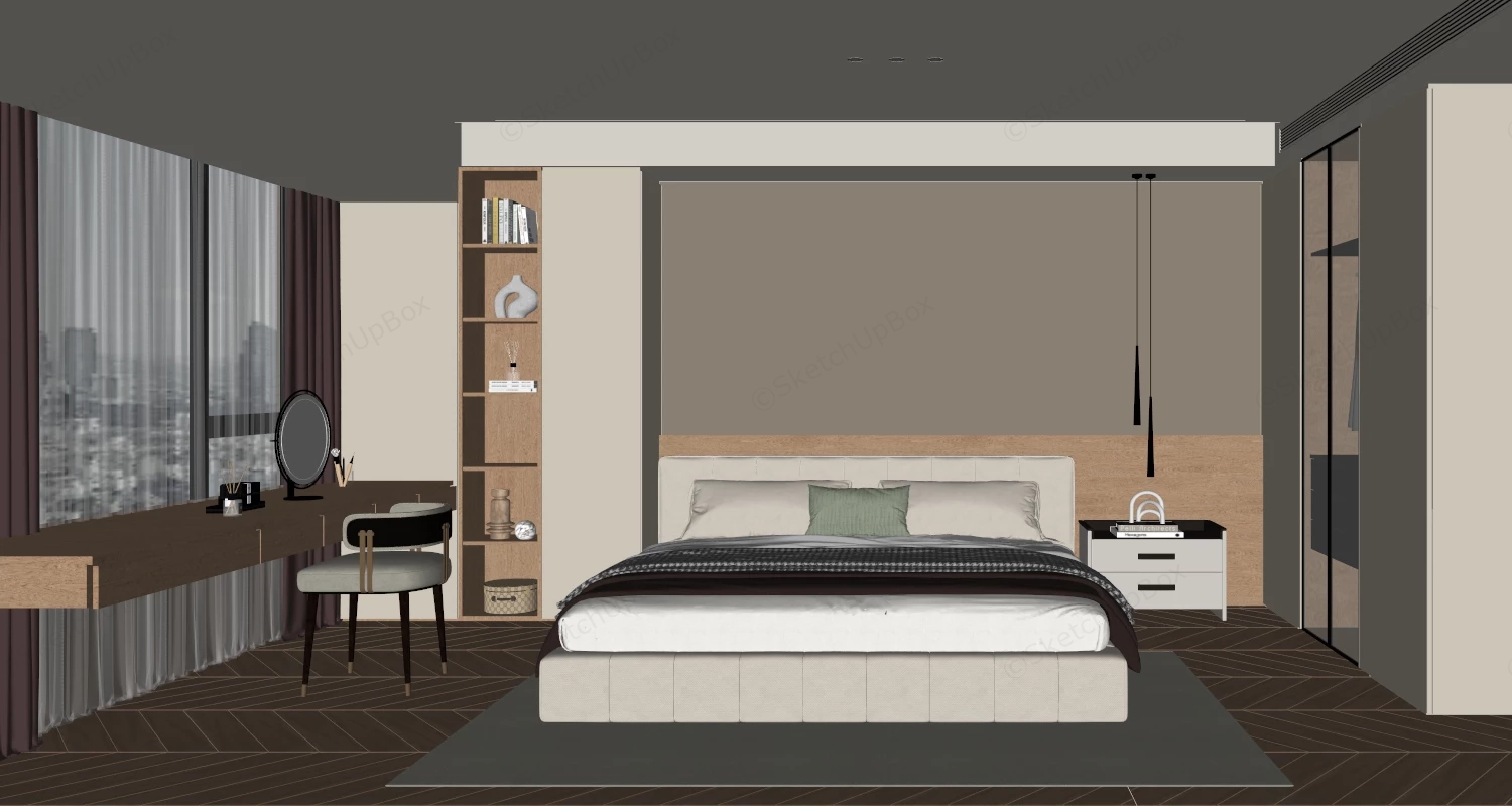 Modern Minimalist Master Bedroom Suite Sketchup 3D Model Preview - SketchupBox