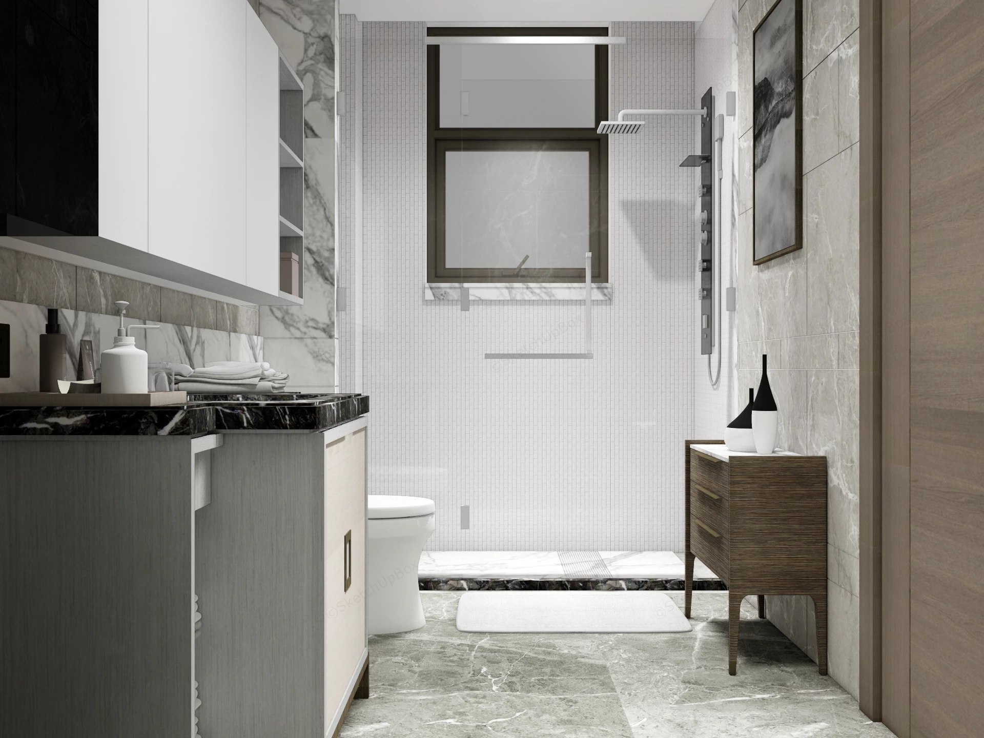 Modern Marble Interior Bathroom Sketchup 3D Model Preview - SketchupBox