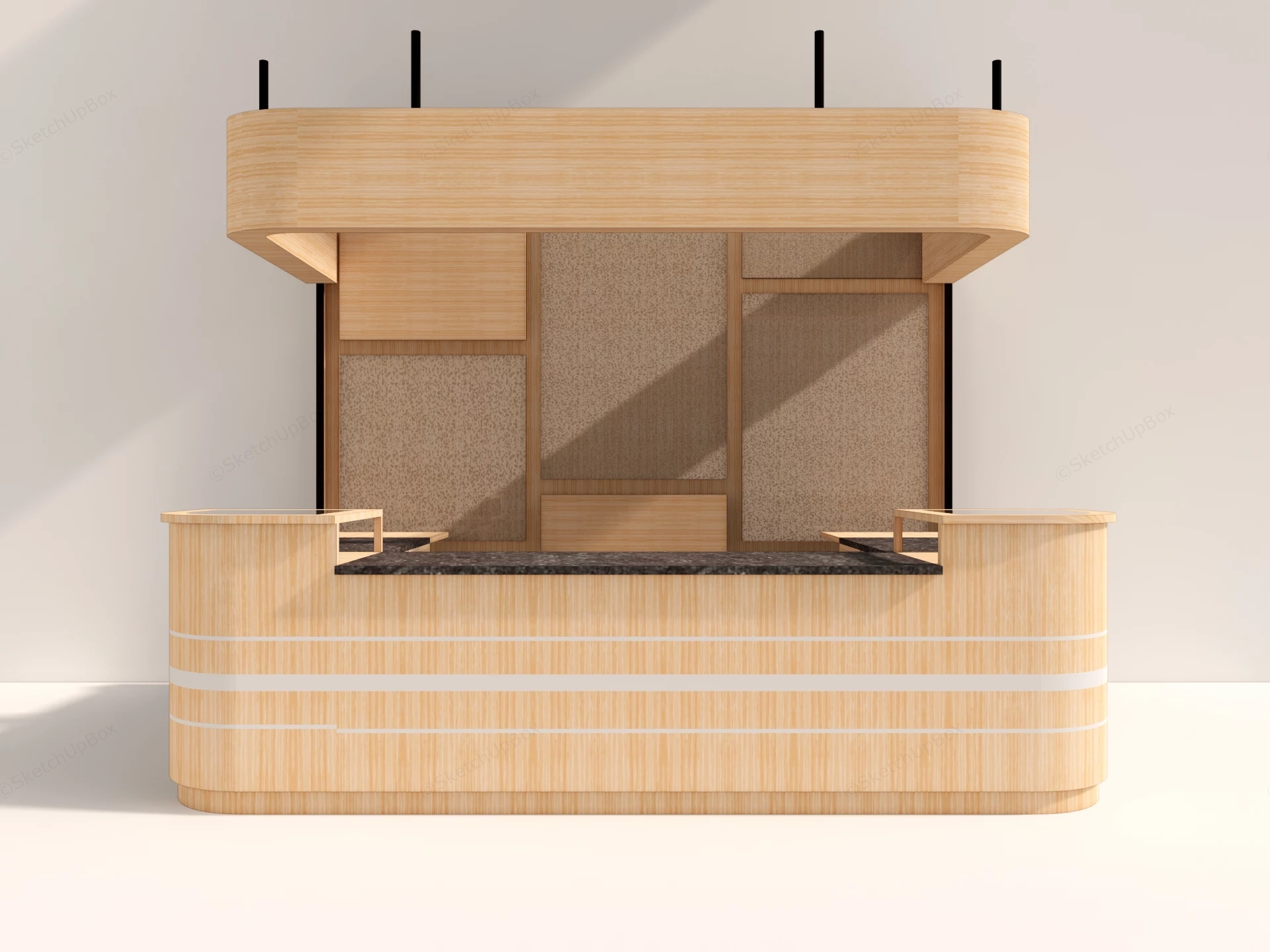 Modern Wood Retail Kiosk Sketchup 3D Model Preview - SketchupBox