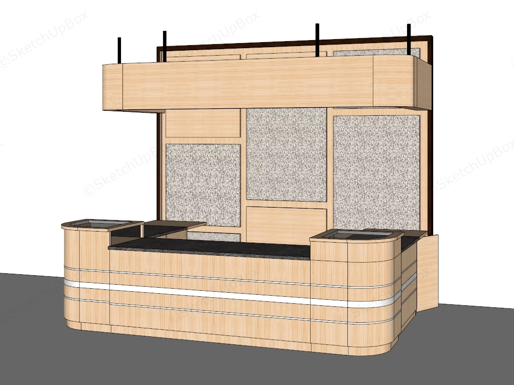 Modern Wood Retail Kiosk Sketchup 3D Model Preview - SketchupBox