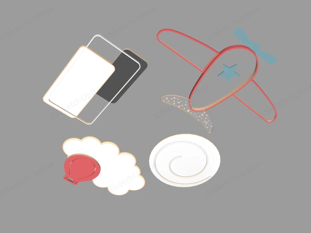 Modern Playful LED Ceiling Light Fixtures Sketchup 3D Model Preview - SketchupBox