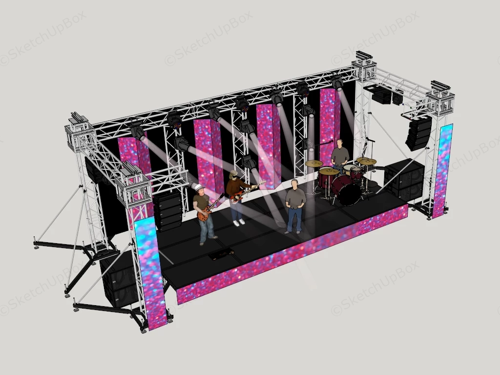 Live Concert Stage And Event Rigging Sketchup 3D Model Preview - SketchupBox