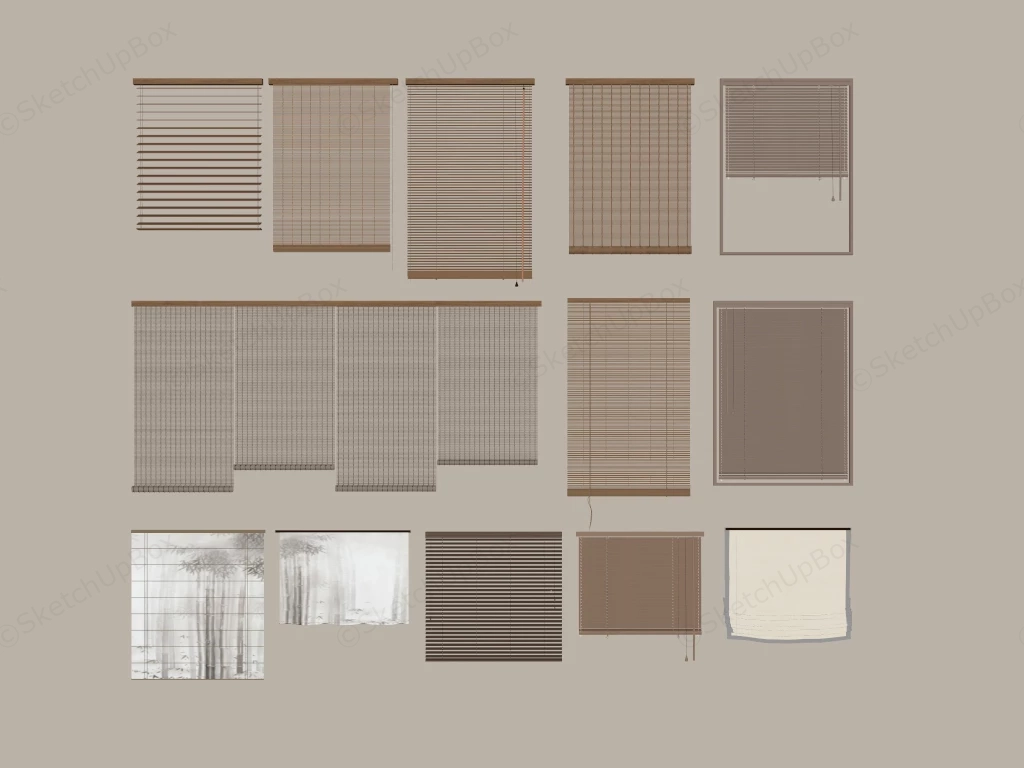 Comprehensive Window Blinds And Shades Collection Sketchup 3D Model Preview - SketchupBox