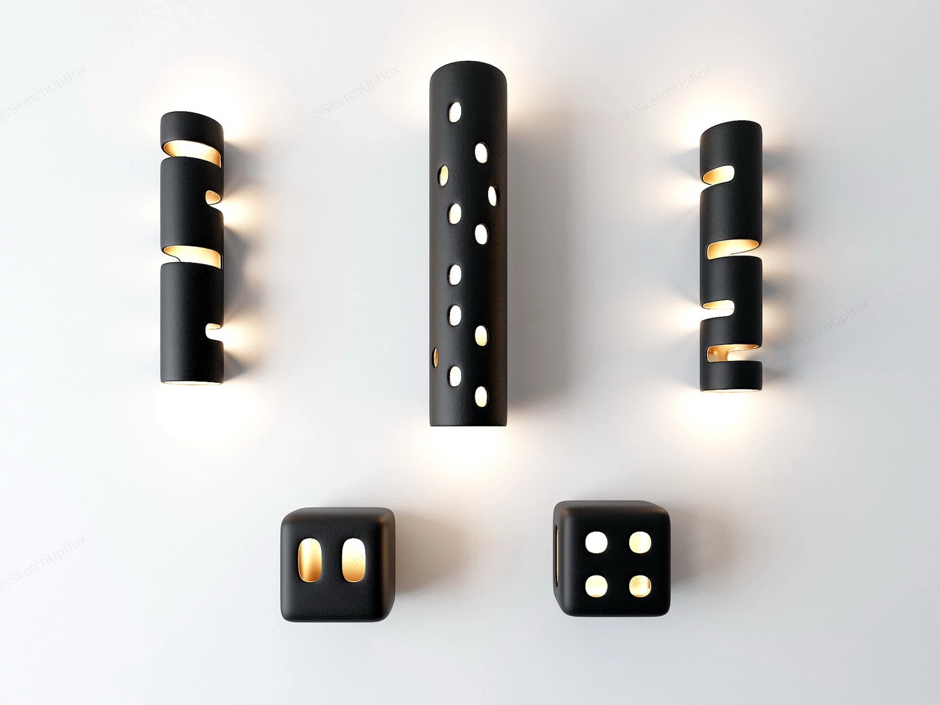Modern Matte Black Cutout Wall Sconces Sketchup 3D Model Preview - SketchupBox