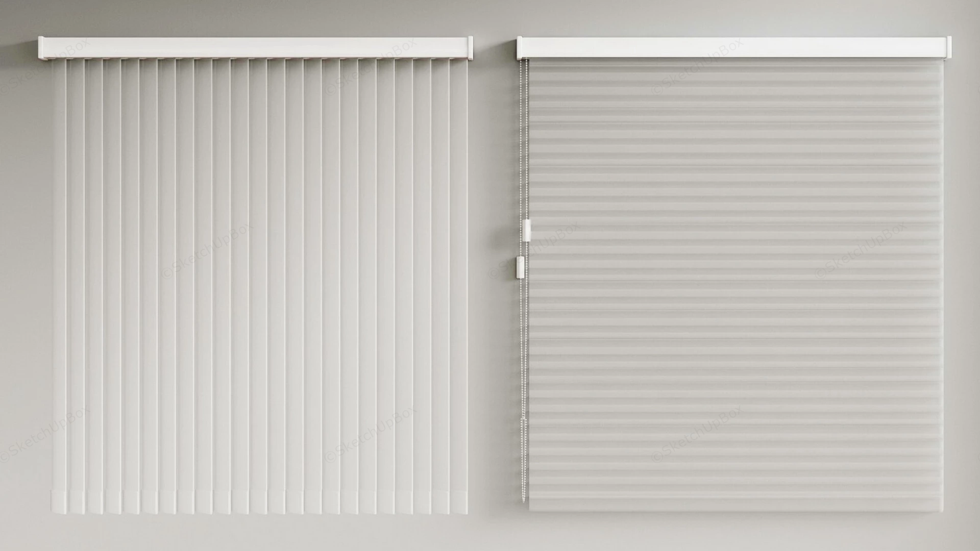 Modern White Window Blinds And Shades Sketchup 3D Model Preview - SketchupBox