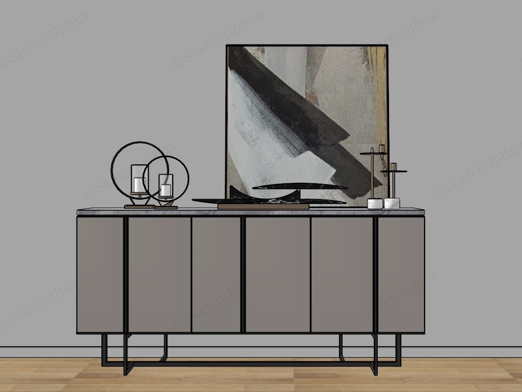 Modern Sideboard And Decorative Staging Sketchup 3D Model Preview - SketchupBox