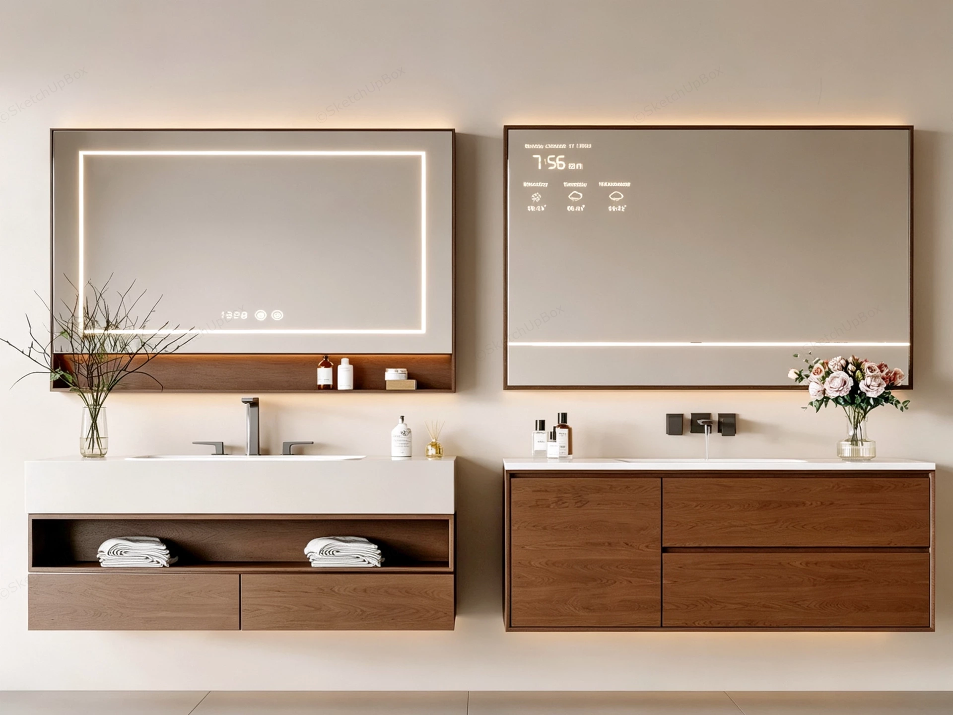 Modern Smart Bathroom Vanity Collection Sketchup 3D Model Preview - SketchupBox