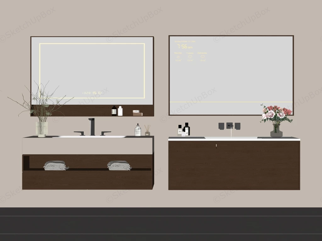 Modern Smart Bathroom Vanity Collection Sketchup 3D Model Preview - SketchupBox