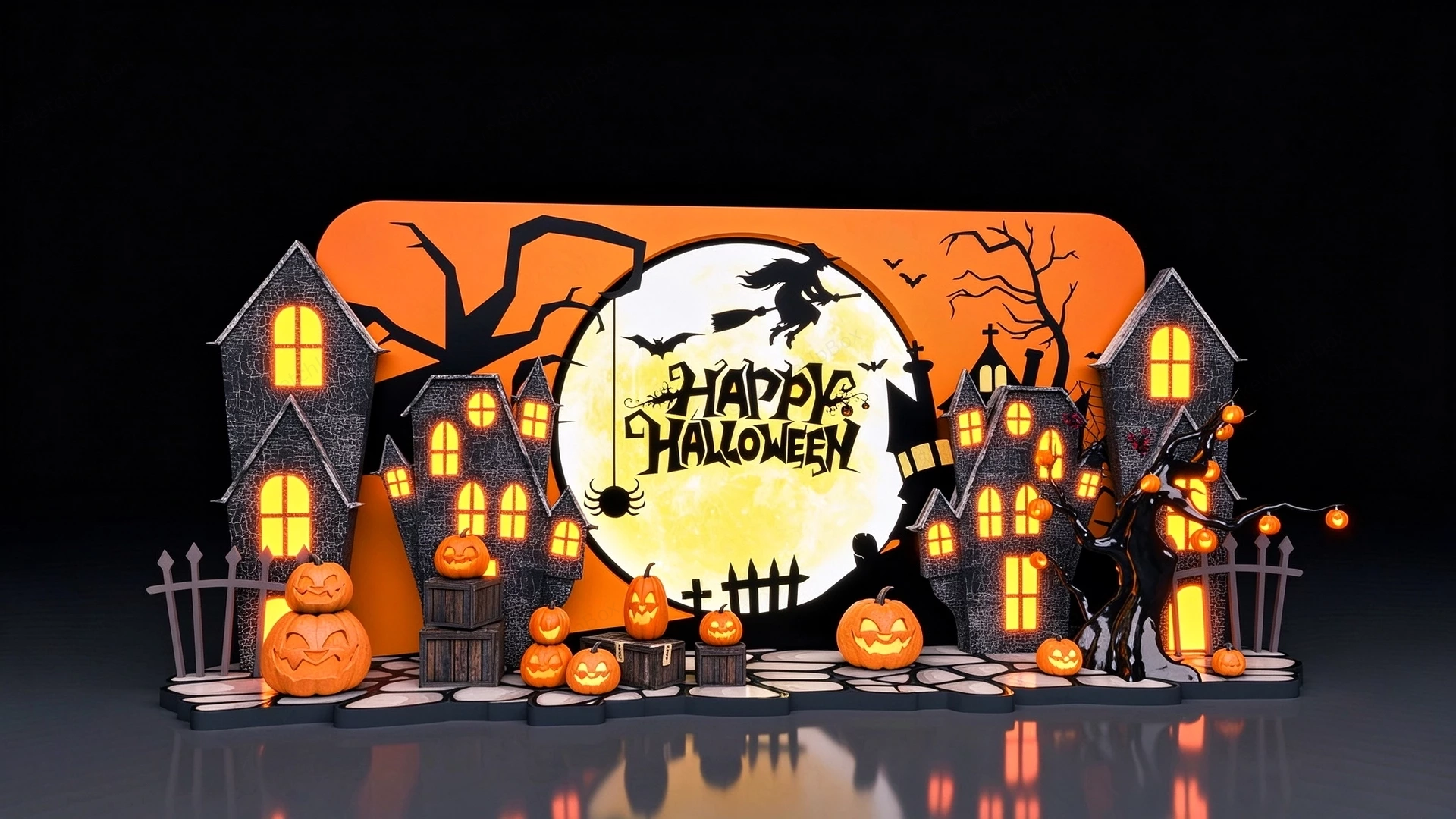 Festive Halloween Event Backdrop Display Sketchup 3D Model Preview - SketchupBox