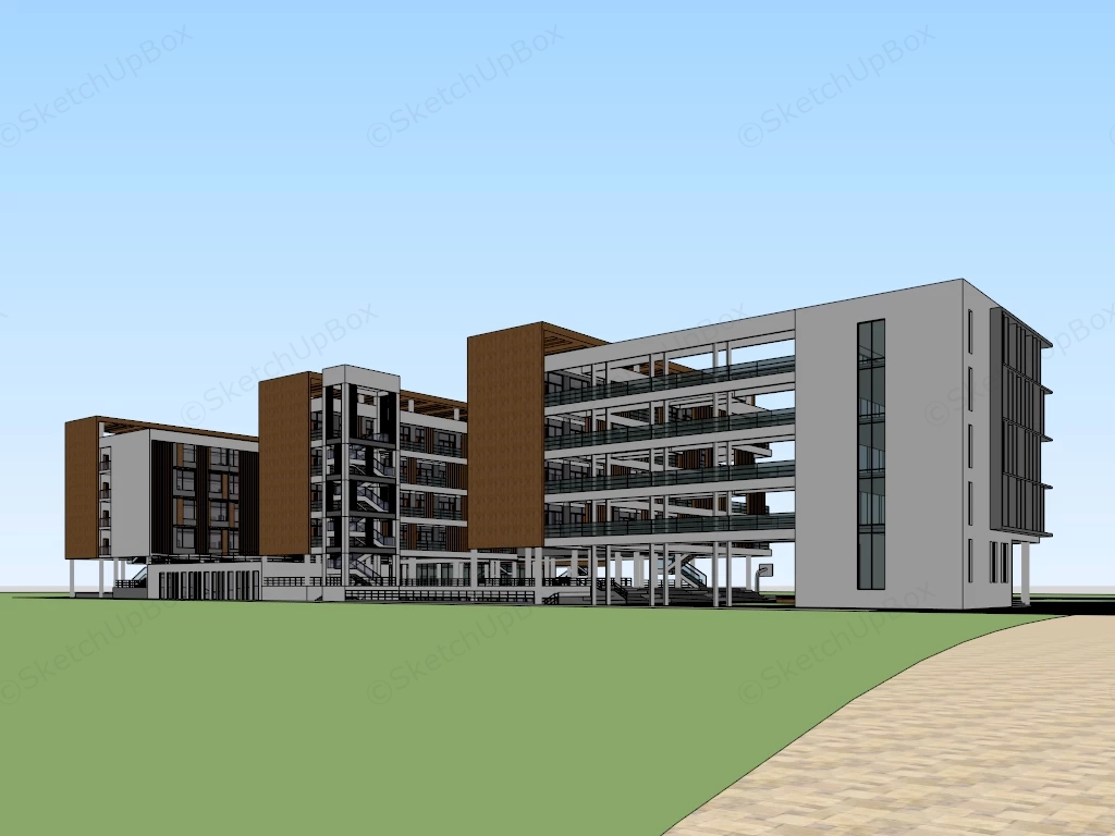 Modern School Campus And Athletic Facilities Sketchup 3D Model Preview - SketchupBox