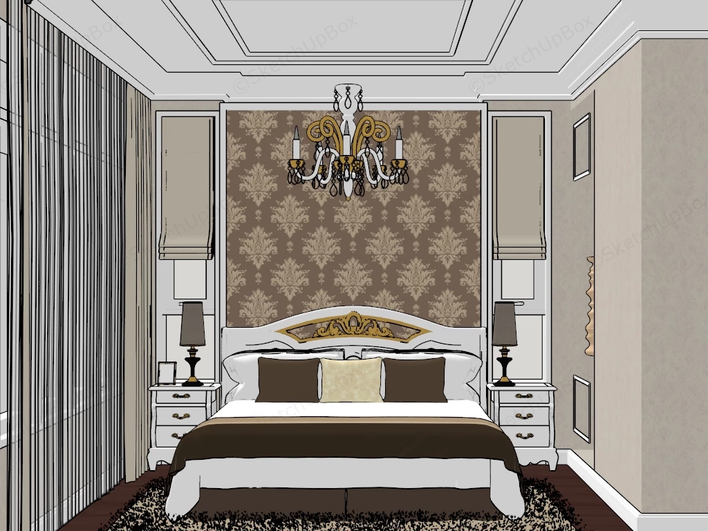 Classic Traditional Master Bedroom Sketchup 3D Model Preview - SketchupBox