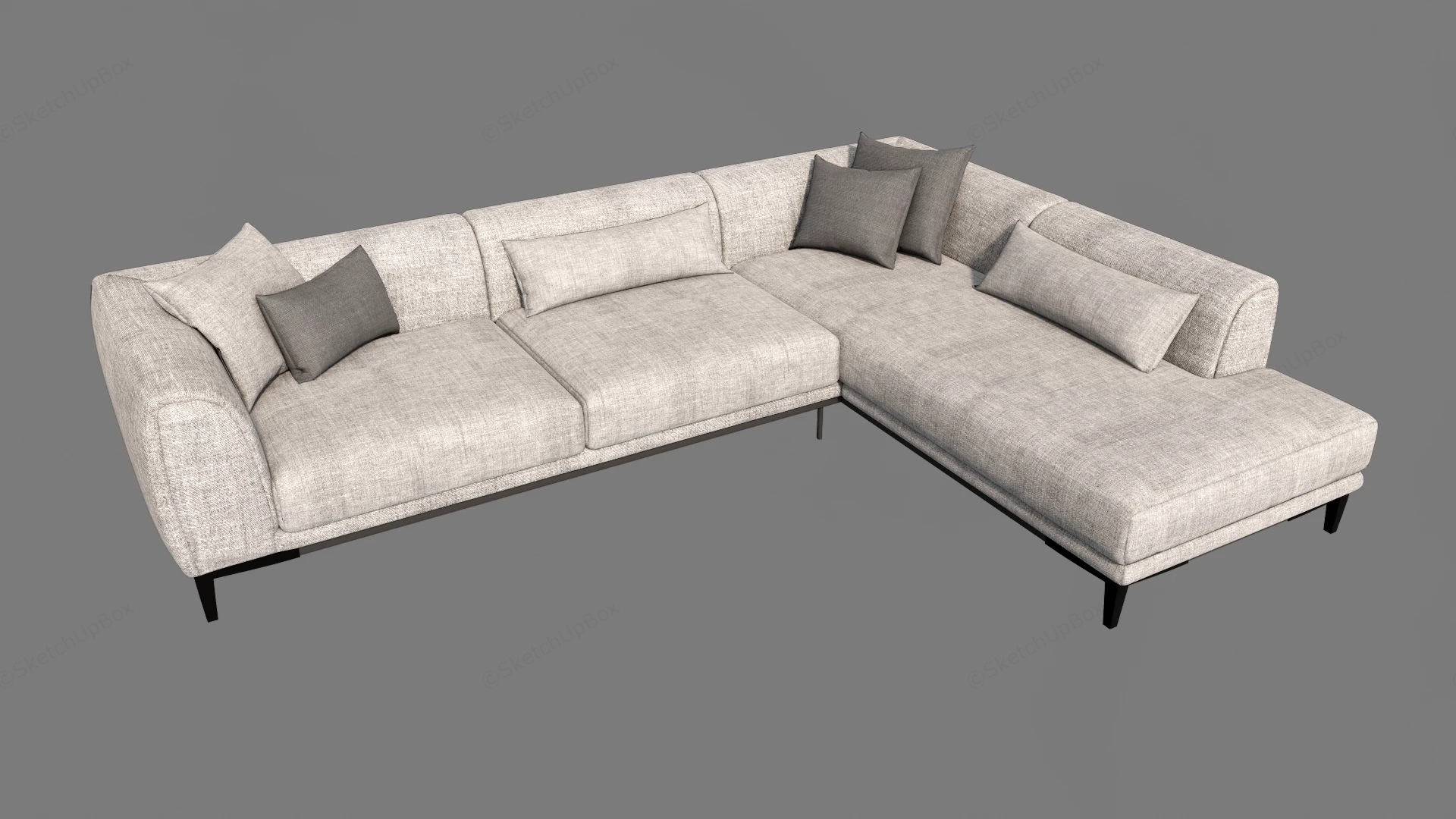Modern Fabric L Shaped Sectional Sofa Sketchup 3D Model Preview - SketchupBox