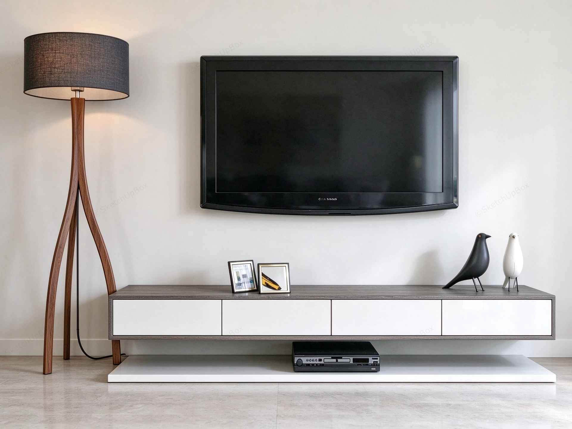 Modern Living Room TV Unit And Media Console Sketchup 3D Model Preview - SketchupBox